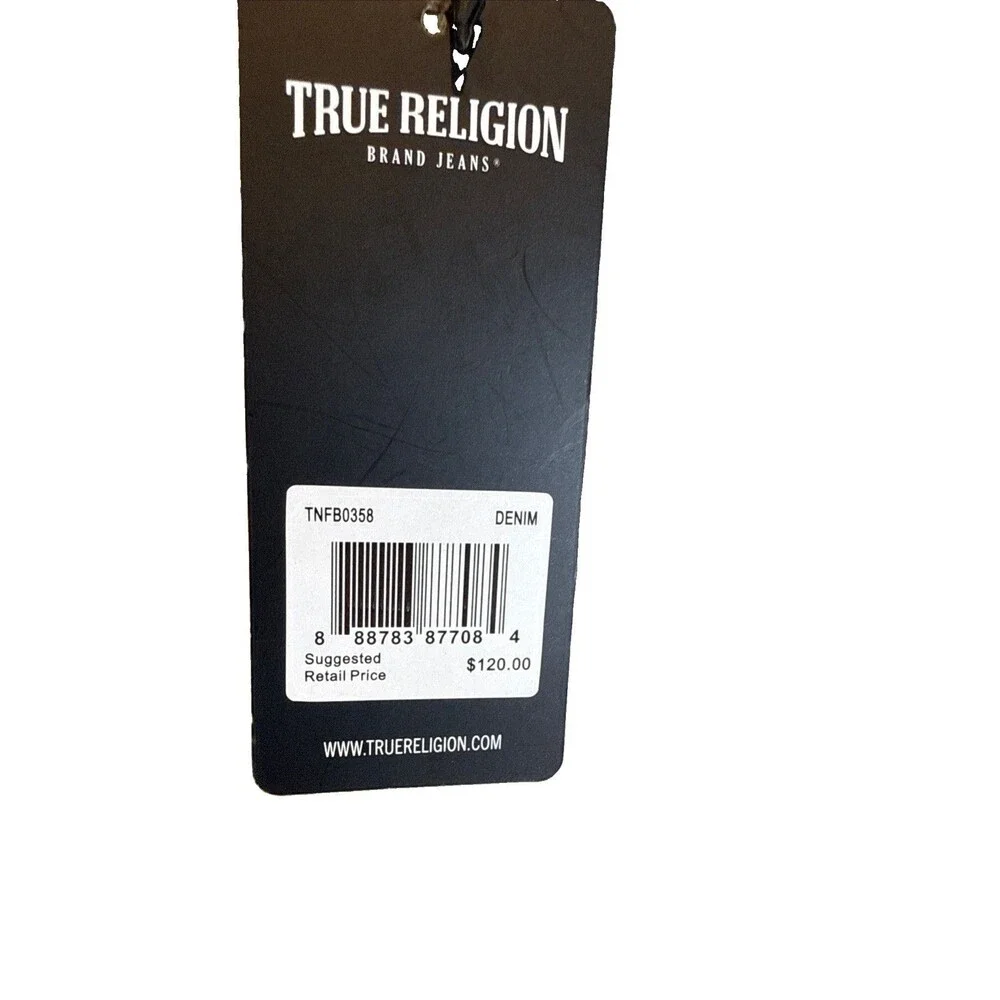 NWT True Religion Denim Shoulder Bag Y2K Bowling Bag Horseshoe Logo Light Wash